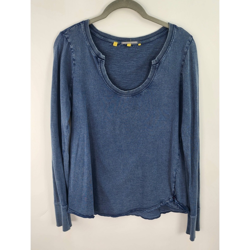 Anthropologie Little Yellow Button Ferrier Henley Top Women's S Blue